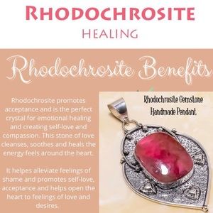 Natural Rhodochrosite Gemstone Huge Handmade Halo Pendant